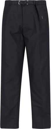 White Sand Black Straight-Leg Belted Pants