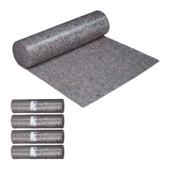 Relaxdays 5 Vellones De Pintor, Cubre Suelos, 1 M X 50 M = 50m&sup2;, Antideslizante, Impermeable, 270g/m&sup2;, Gris