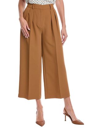 Kenneth Cole High-Rise Fly Front Double Pleat Wide Leg Pant