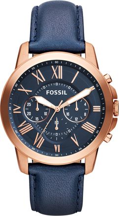 Fossil Mens Grant 44mm Chronograph, Rose Gold-Tone Stainless Steel Watch