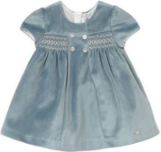 MAYORAL Velvet Smocked Dress with Buttons in Blue at Nordstrom, Size 12M