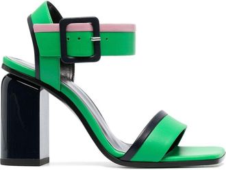 Pierre Hardy 100mm block heel sandals - women - Calf Leather/Calf Leather/Calf Leather - 38.5 - Green
