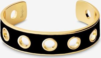 Bangle Up Emaillierter goldener Armreif Eyelet Noir Carbone - 15