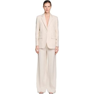 Sandro Striped tailored jacket in Ecru /Silver at Nordstrom, Size 38 Eu