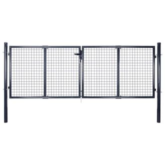 Berkfield Home Mesh Garden Gate Galvanised Steel 289x100 cm Grey