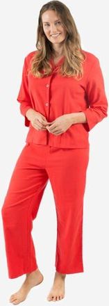 Leveret Womens 2-pc. Cotton Flannel Button-Front Holiday Pajama Set in Solid Red at Nordstrom, Size Xx-Large