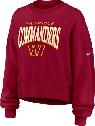 Nike Washington Commanders Rewind Phoenix Nike Womens NFL Oversized Pullover Crew in Red | 01D767P9E-NYG