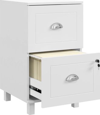 OEM Archivador Con Cerradura Y 2 Cajones Barras Ajustables Para Carpetas A4 Y Carta Dise&ntilde;o Compacto 40x41,5x67,5 Cm Blanco