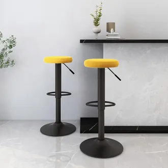 vidaXL Taburetes De Cocina 2 Unidades Terciopelo Amarillo Mostaza Vidaxl