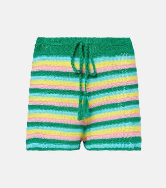 Anna Kosturova Striped crochet cotton shorts