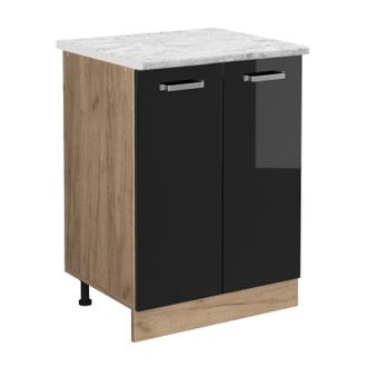 Vicco Mobiletto base cucina R-Line, Nero lucido, 60 cm pl Marmo