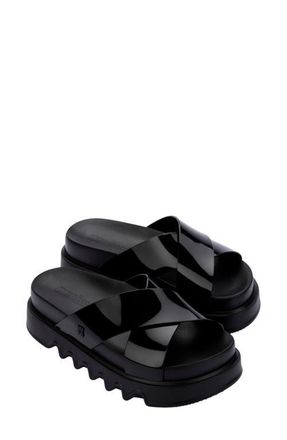 Melissa Cozy Cross Platform Slide Sandal in Black at Nordstrom, Size 10