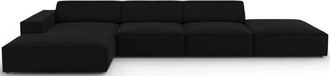 BLOOMINGLOFT 5-Sitzer Design Ecksofa Jodie mit Ottomane links - Samtbezug
