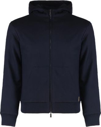 Moorer Hoodie met rits - Heren - Vesten met rits - Blauw - M - Wol - Hoodies & sweatvesten