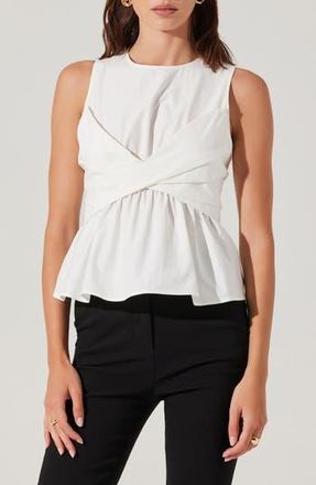 ASTR the Label Isela Twist Overlay Cotton Top in White at Nordstrom Rack, Size Medium
