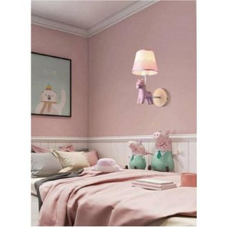 Trade Shop Trade Shop Traesio - Trade Shop - Applique A Muro Cameretta A Forma Di Cavallo In Resina E27 Lampada Muro Lume E49 - Rosa