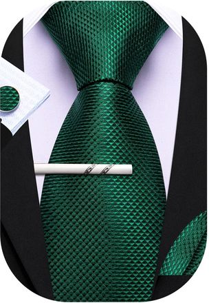 Barry.Wang Mens Ties Set Solid Color Silk 3.3 Tie Pocket Square Cufflinks Clip Set Business Wedding Party Necktie for Men