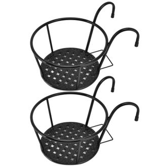 OEM Juego De 2 Cestas Colgantes Multifuncionales De Hierro Forjado, Ideales Como Soportes Para Plantas Que Se Cuelgan En Una Barandilla, Para Patio, Balc&oacute;