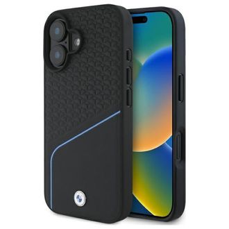BMW Bmw Bmhmp16s23rdclk Iphone 16 6.1 Negro/negro Funda R&iacute;gida Sign Leather Textured And Line Magsafe