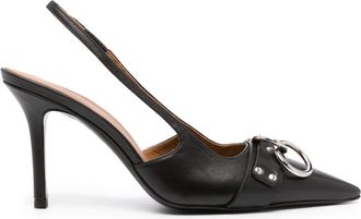 R13 95mm slingback leather pumps - women - Calf Leather/Calf Leather/Calf Leather - 37 - Black