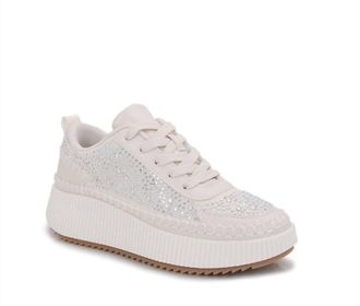 Gabby Womens Everyday Rhinestone Sneakers In White