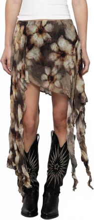 Esth&eacute; Womens Petal Moon Printed Asymmetric Skirt In Multicolor