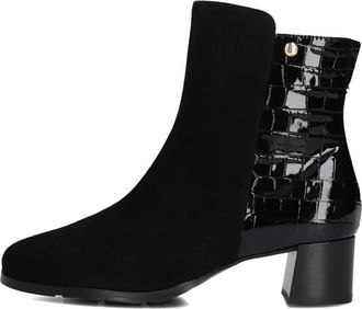 Hassia Zwarte Su&egrave;de Enkellaarsjes Milano - Dames - Laarzen met Hak - Zwart - 38 1/2 EU - Su&egrave;de - Schoenen