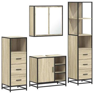 Berkfield Home 4&not;Piece Bathroom Furniture Set&not;Sonoma Oak Engineered Wood in Brown