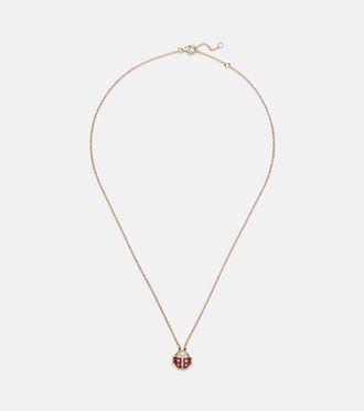 Yvonne L&eacute;on Yvonne L&eacute;on Coccinelle Mini 9kt gold pendant necklace with diamonds and agate