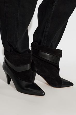 Isabel Marant Suede Heeled Ankle Boots Lyone, Womens, Black