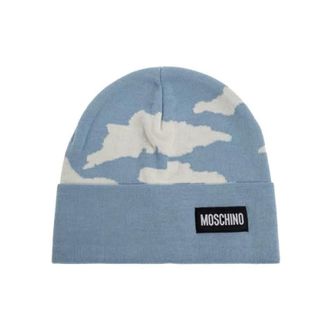 Moschino Cloud-print Beanie - Dames - Hoeden - Veelkleurig - ONE Size - Wol - Accessoires