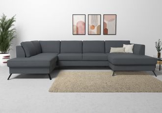 Sit&more Wohnlandschaft »Olsen U-Form« inklusive Sitztiefenverstellung, wahlweise mit Bettfunktion, 15cm hoch