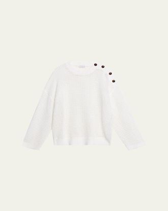 Brunello Cucinelli Pailette Summer Net Sweater With Button Detail
