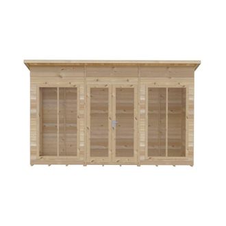 Shires Lela 12x4 Summerhouse - L125.8 x W357 x H229.9 cm in Light Brown