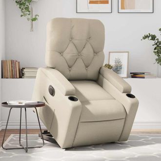 vidaXL Vidaxl - Sill&oacute;n Reclinable Elevable El&eacute;ctrico De Cuero Sint&eacute;tico Crema