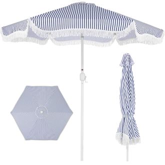 Best Choice Products Best Choice 9ft Fringe Market Umbrella - Boho Patio Sunshade w/ Tilt, UPF50+, Steel Pole for Table, Pool, Deck