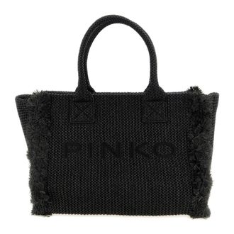 Pinko Tote Bags, female, Black, Size: ONE SIZE Beach Large Shopping Bag