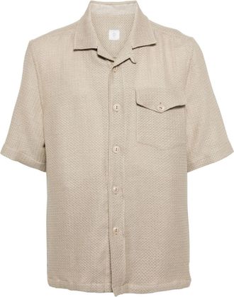 Eleventy short-sleeve shirt - men - Cotton/Viscose/Linen/Flax - M - Neutrals