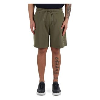 John Richmond Fleece Bermuda Shorts met reli&euml;flogo - Heren - Korte Broeken - Groen - M - Katoen - Korte Broeken