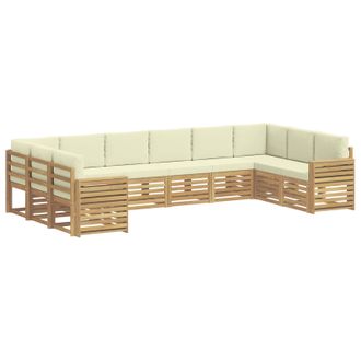 vidaXL Conjunto De Sof&aacute;s De Exterior 10 Uds. Blanco Y Crema Poli&eacute;ster Vidaxl