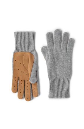 Brunello Cucinelli Cashmere and suede gloves in Light Grey at Nordstrom, Size Medium