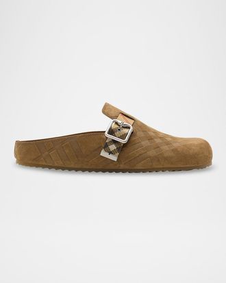 Burberry Men & apos;s Urchin Suede Check-Embossed Clogs