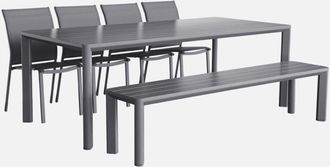 Sweeek Mesa De Jard&iacute;n De Aluminio,1 Banco 4 Sillas