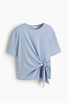 H&M Shirt mit Bindedetails - Helles Mattblau