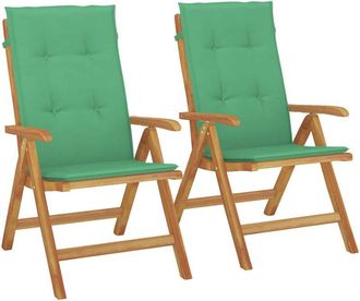 vidaXL Sillas De Jard&iacute;n Reclinables Y Cojines 2 Uds Madera Maciza Teca Vidaxl