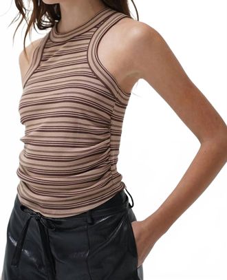 LnA Halo Tank Top In Chocolate Stripe