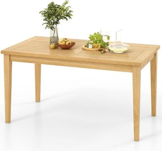 Costway Outdoor Teak Wood Coffee Table Solid Wood Patio Side Table-Natural