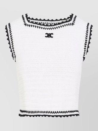 Celine crochet cotton top structured sleeveless trim