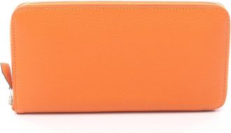 Herm&egrave;s Feu Orange Chevre Leather Leather Long Wallet (Bi-Fold) (Pre-Owned)