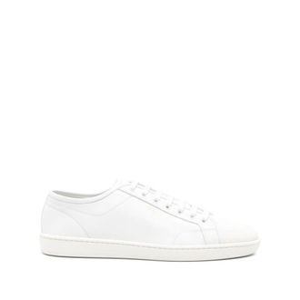 Saint Laurent Sneakers, male, White, Size: 10 1/2 US White Lace-Up Sneakers with Logo Print